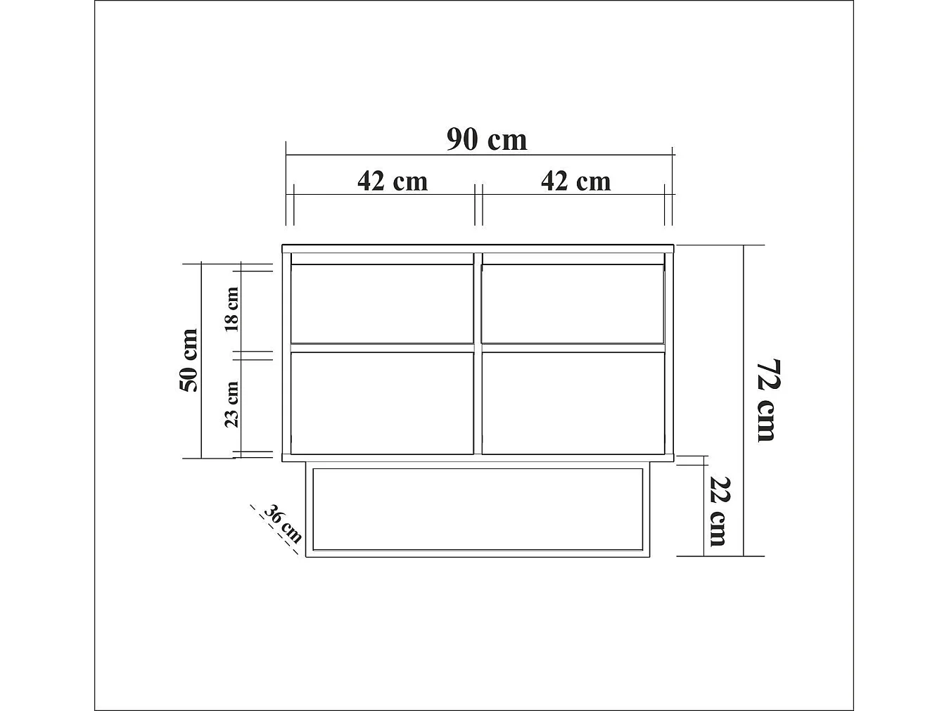 Aparador Moderno – 90 x 72 x 36 cm – Nogueira e Preto – Melamina