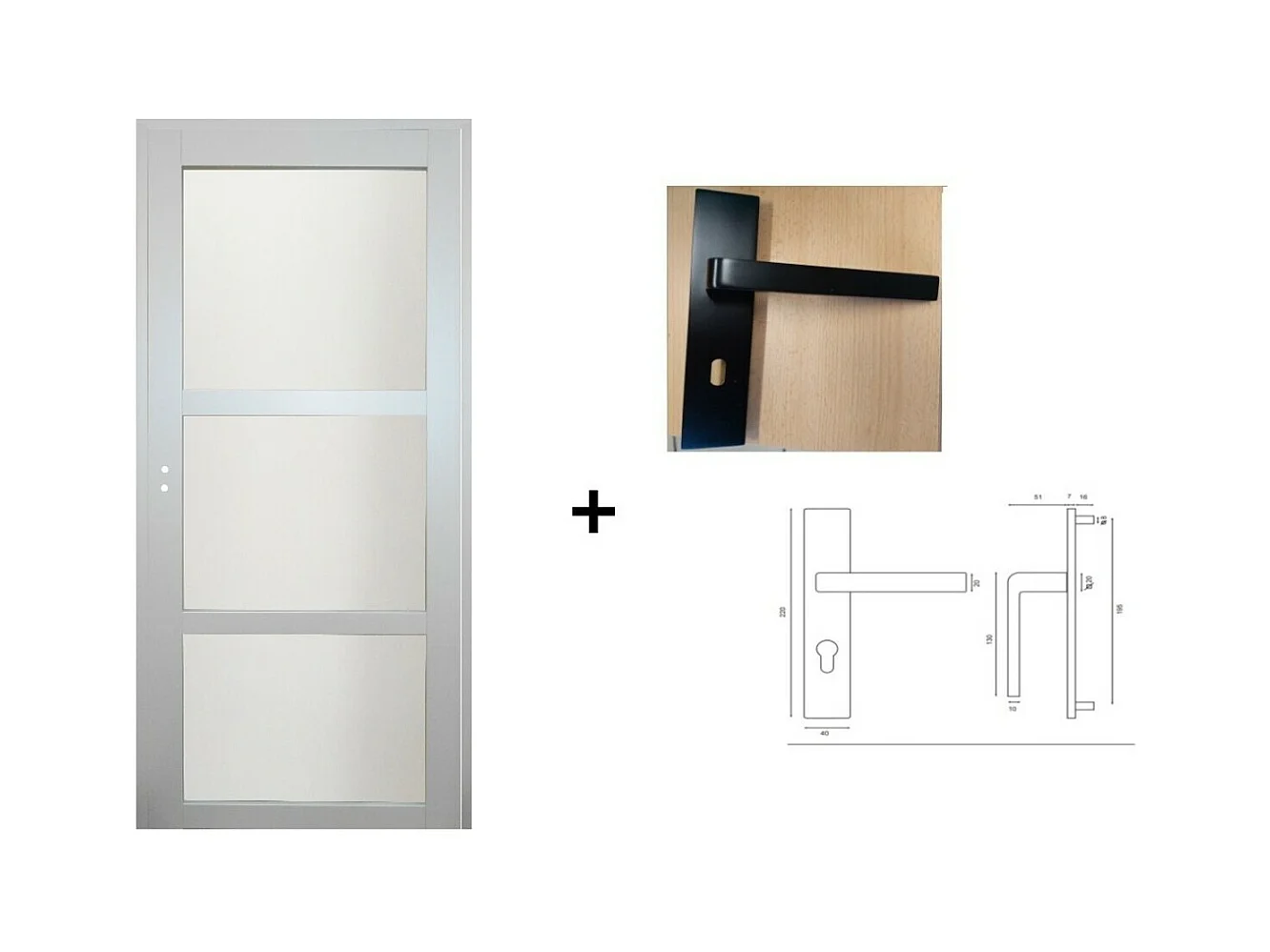 Bloc Porte Greyria Gris Clair Ral7035 Vitree H204 X L73 Poussant Droite Cotes Tableau +poignee Gd Menuiseries