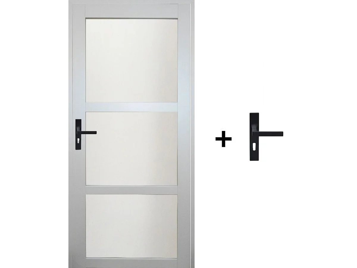 Bloc Porte Greyria Gris Ral7035 Vitrée H204 X L73 Côte Tableau P.droite,poignee Gd Menuiseries