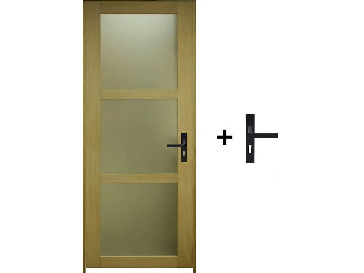 Bloc Porte Ayous Vitree H204 X L83 Poussant Gauche Cotes Tableau +poignee Gd Menuiseries