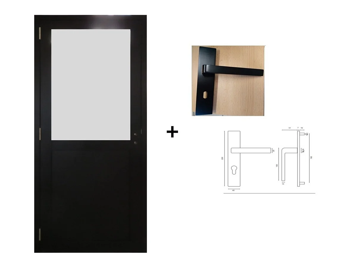 Bloc Porte Athena Ral7035 2 Panneaux H204 X L73 Poussant Droite Cotes Tableau +poignee Gd Menuiseries