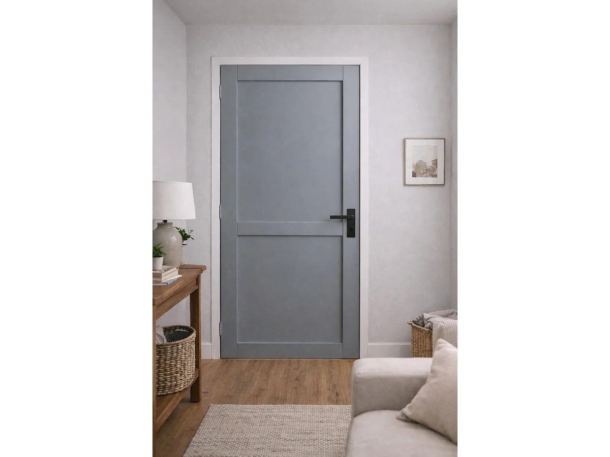 Bloc Porte Athena Gris Clair 2 Panneaux H204 X L73 Cm Côte Tableau P.droite,poignee Gd Menuiseries