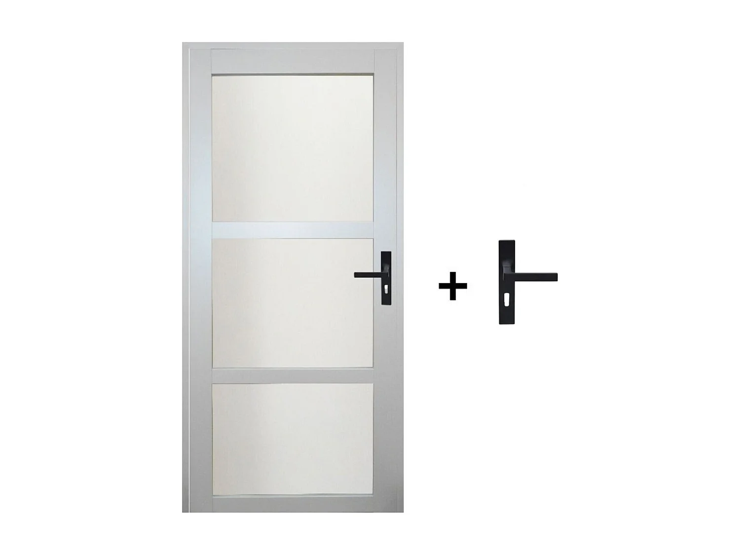 Bloc Porte Greyria Gris Clair Ral7035 Vitree H204 X L83 Poussant Gauche Cotes Tableau +poignee Gd Menuiseries