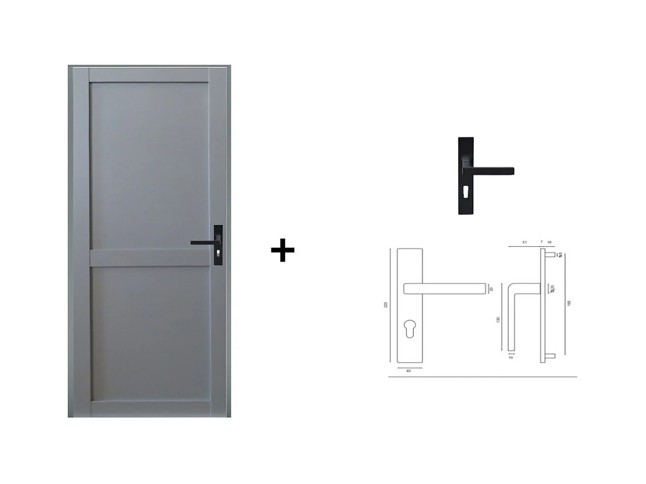 Bloc Porte Athena Ral7035 2 Panneaux H204 X L73 Poussant Gauche Cotes Tableau +poignee Gd Menuiseries