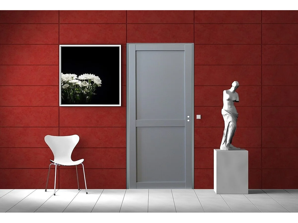 Bloc Porte Athena Ral7035 2 Panneaux H204 X L73 Poussant Gauche Cotes Tableau +poignee Gd Menuiseries