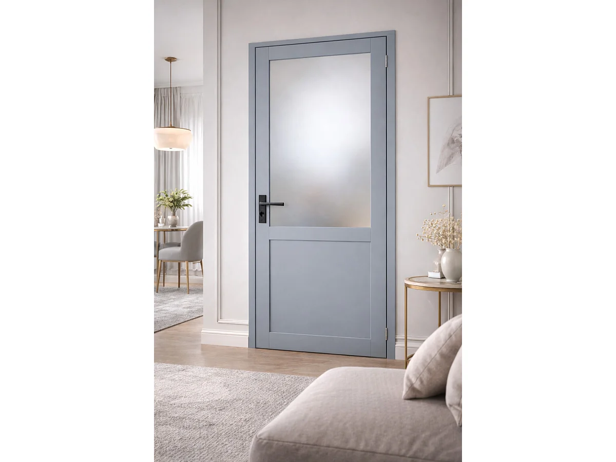 Bloc Porte Athena Ral7035 Vitrée H204 X L73 Côte Tableau P.gauche,poignee Gd Menuiseries