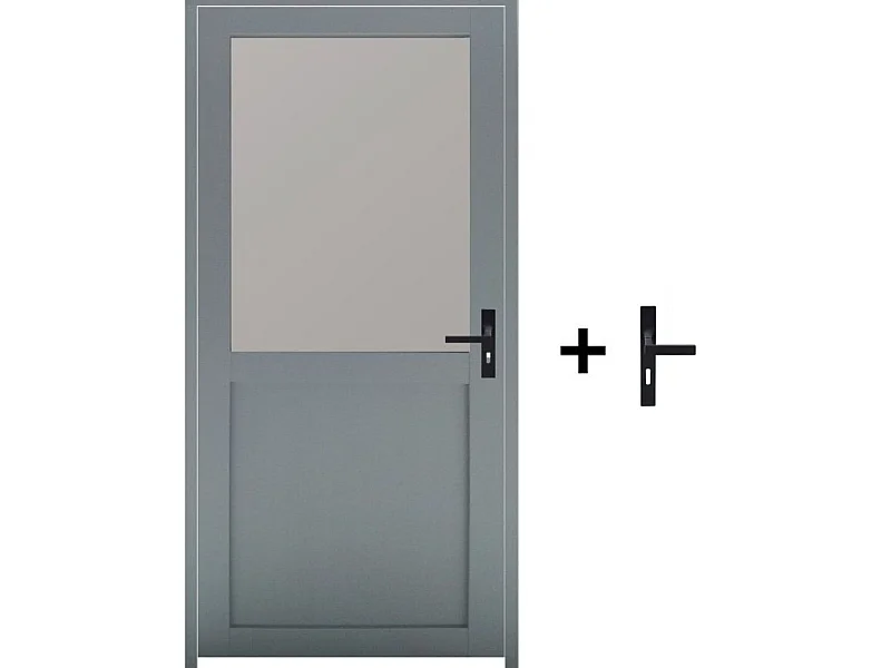 Bloc Porte Athena Ral7035 Vitree H204 X L73 Poussant Gauche Cotes Tableau +poignee Gd Menuiseries