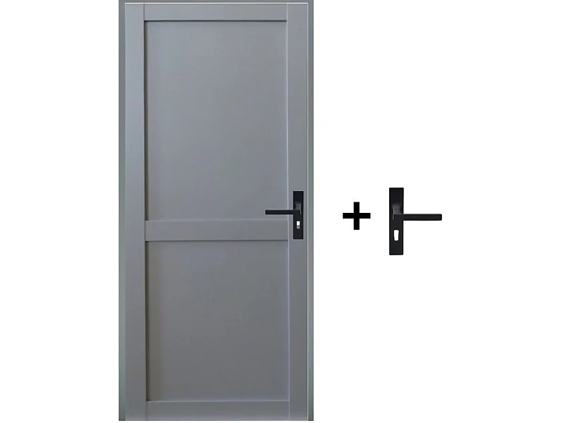 Bloc Porte Athena Ral7035 2 Panneaux H204 X L83 Poussant Gauche Cotes Tableau +poignee Gd Menuiseries