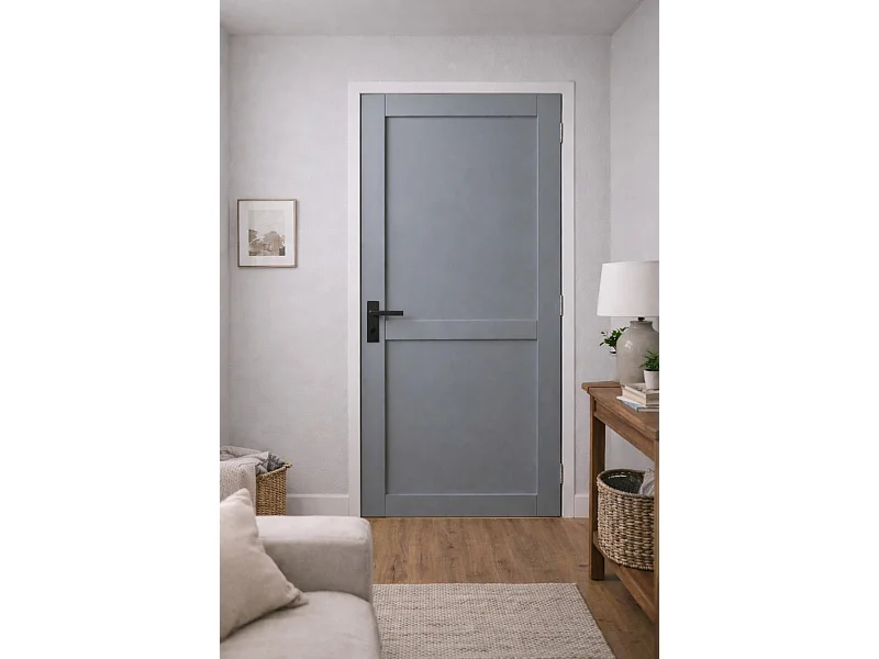 Blocco Porta Athena RAL7035 2 ante H204 x L83 Pannello Sinistro a Spinta + Maniglia