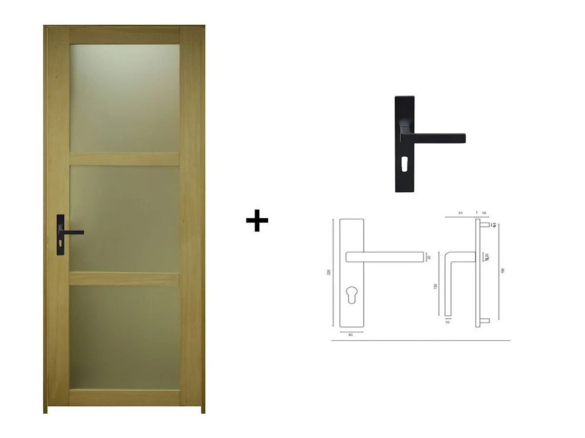 Bloc Porte Ayous Vitree H204 X L83 Poussant Droite Cotes Tableau +poignee Gd Menuiseries