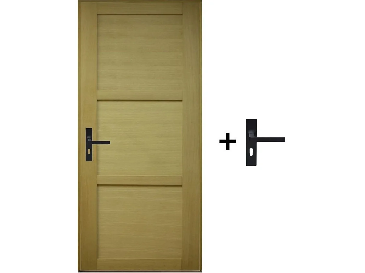 Ayous Bloque de Puerta 3 Paneles H204 x L73 Empujando Varillas Derecha Tablero + Tirador