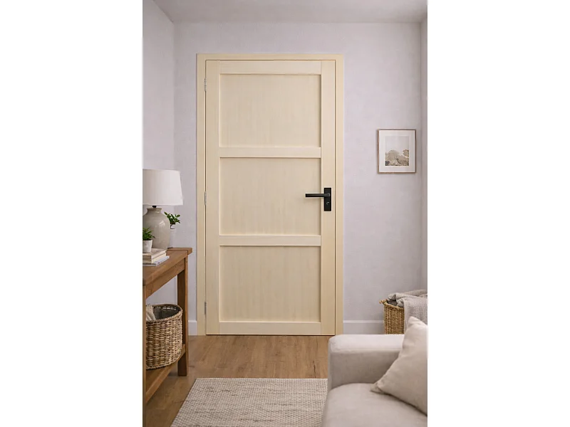 Ayous Bloque de Puerta 3 Paneles H204 x L73 Empujando Varillas Derecha Tablero + Tirador