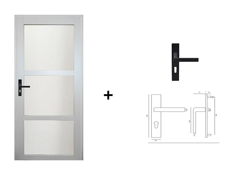 Bloc Porte Greyria Gris Clair Ral7035 Vitree H204 X L83 Poussant Droite Cotes Tableau +poignee Gd Menuiseries