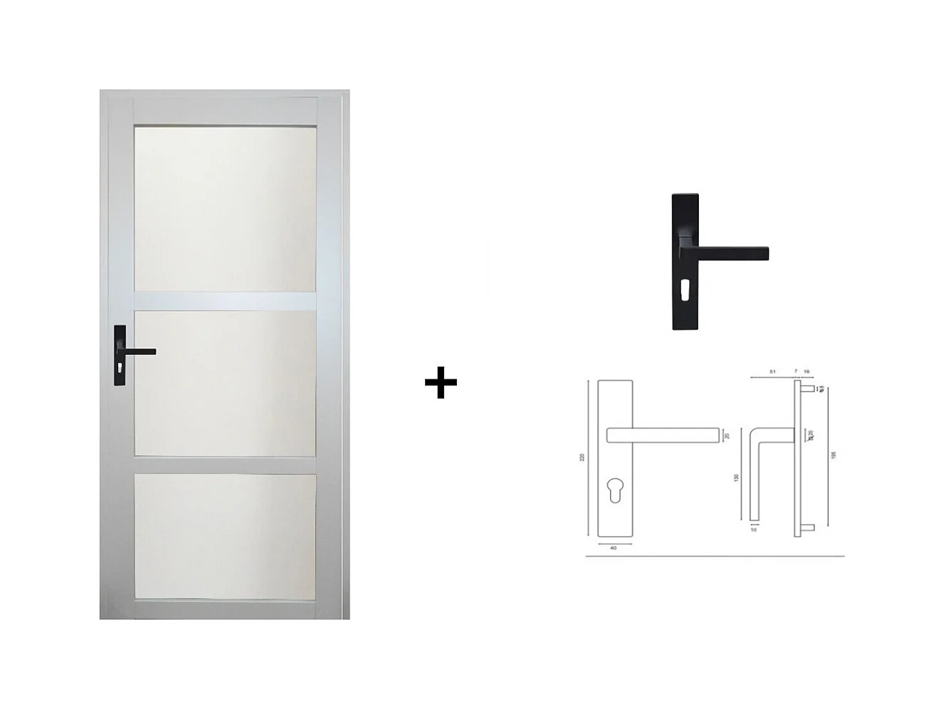 Bloc Porte Greyria Gris Clair Ral7035 Vitree H204 X L83 Poussant Droite Cotes Tableau +poignee Gd Menuiseries
