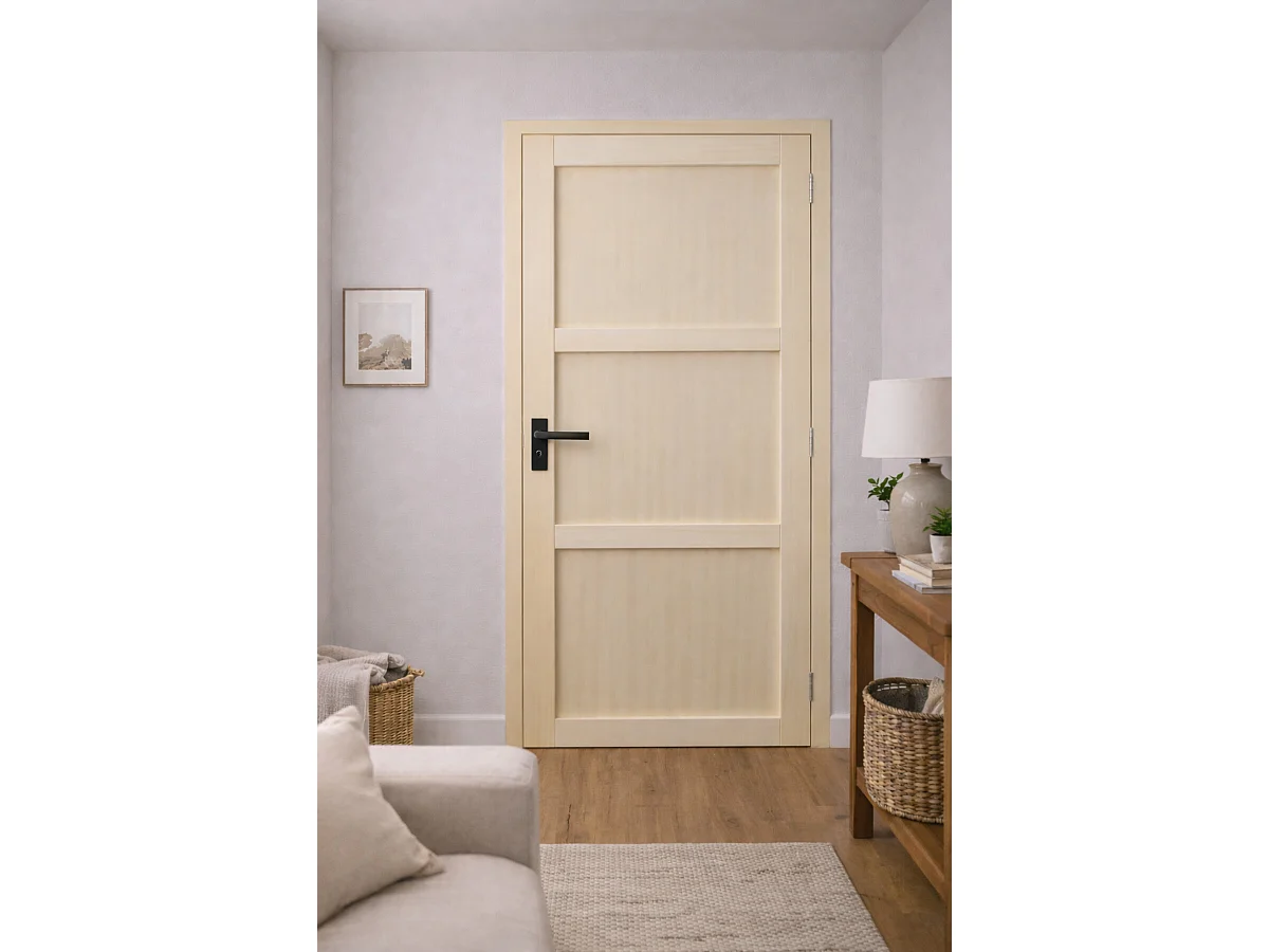 Bloc Porte Ayous 3 Panneaux H204 X L73 Cm Côte Tableau P.gauche, Poignee Gd Menuiseries