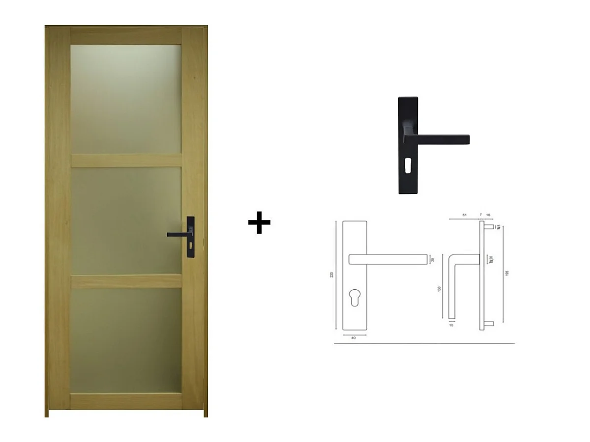 Bloc Porte Ayous Vitree H204 X L73 Poussant Gauche Cotes Tableau +poignee Gd Menuiseries