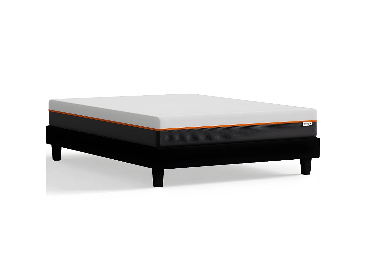 Ensemble sommier à lattes 180x200 cm en tissu noir + Matelas mousse gel à mémoire de forme, double confort - Dual Confort