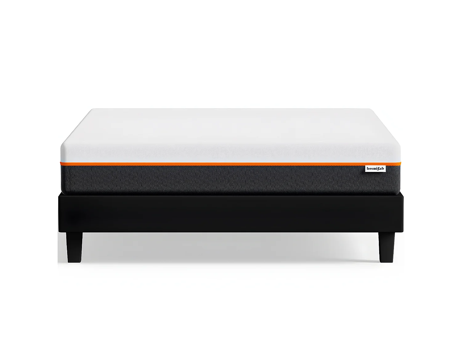 Ensemble sommier à lattes 180x200 cm en tissu noir + Matelas mousse gel à mémoire de forme, double confort - Dual Confort