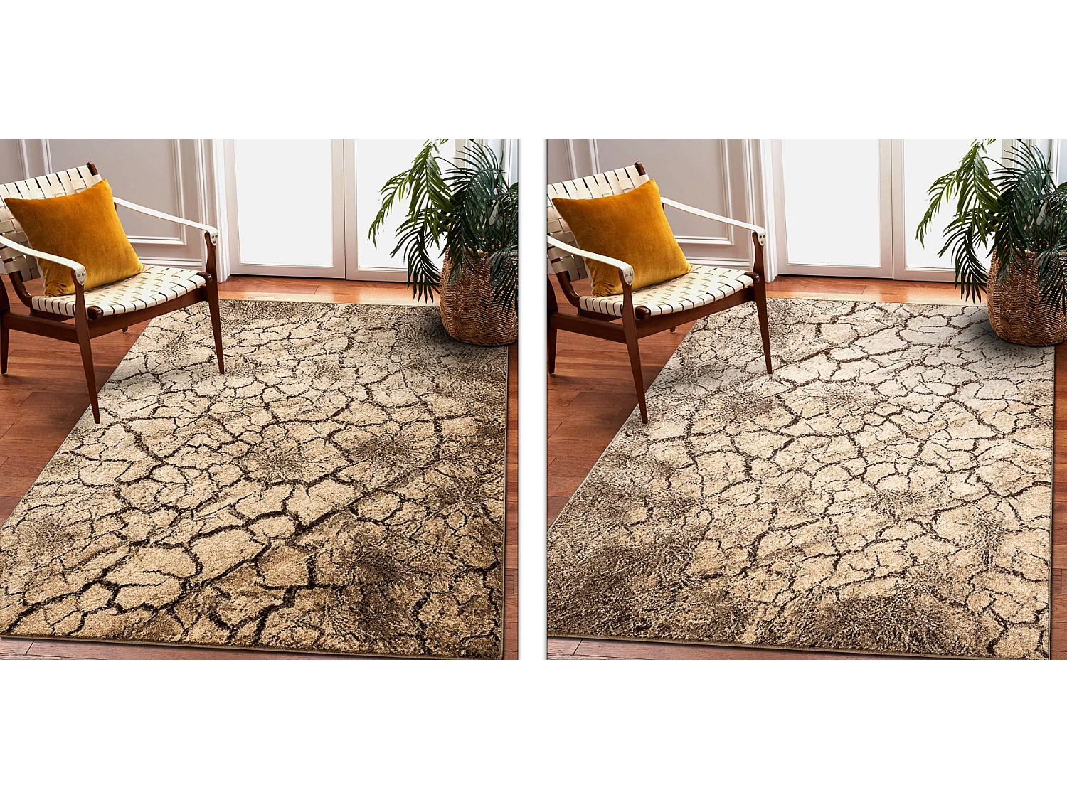 Tapis KARMEL Terra sol fissuré noix  300x400 cm