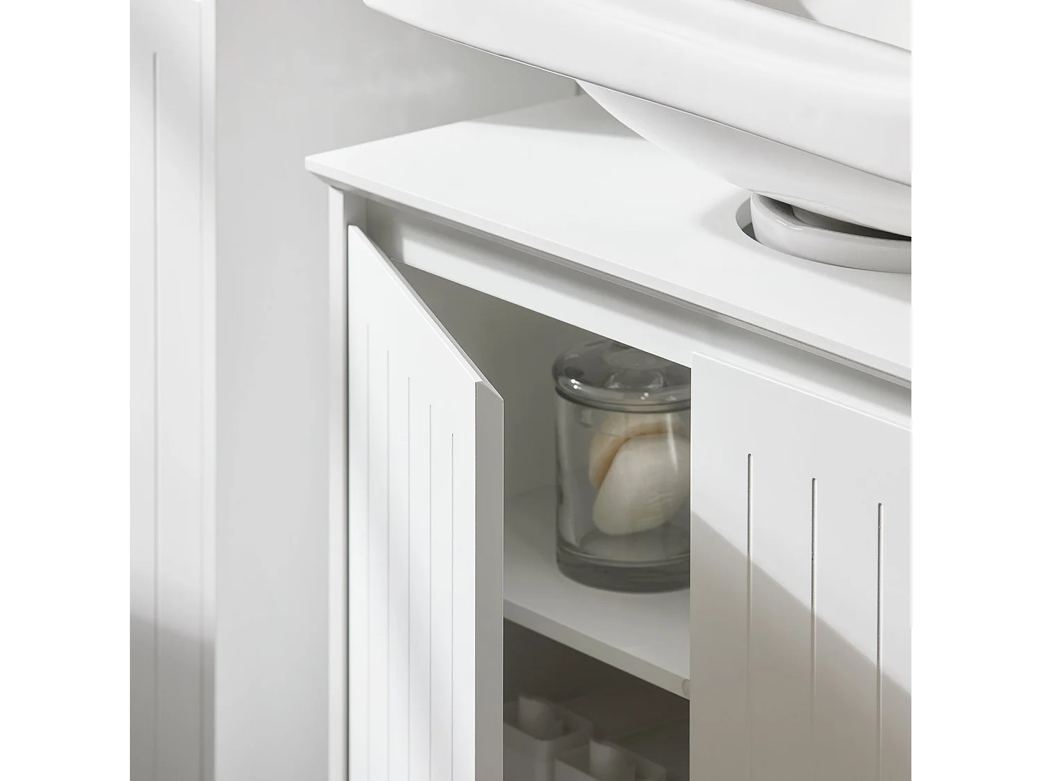 SoBuy BZR132-NG Armoire de Salle de Bain, Armoire à Linge, Corbeille à Linge, Meuble Bas de Salle de Bain avec 1 Panier à Linge