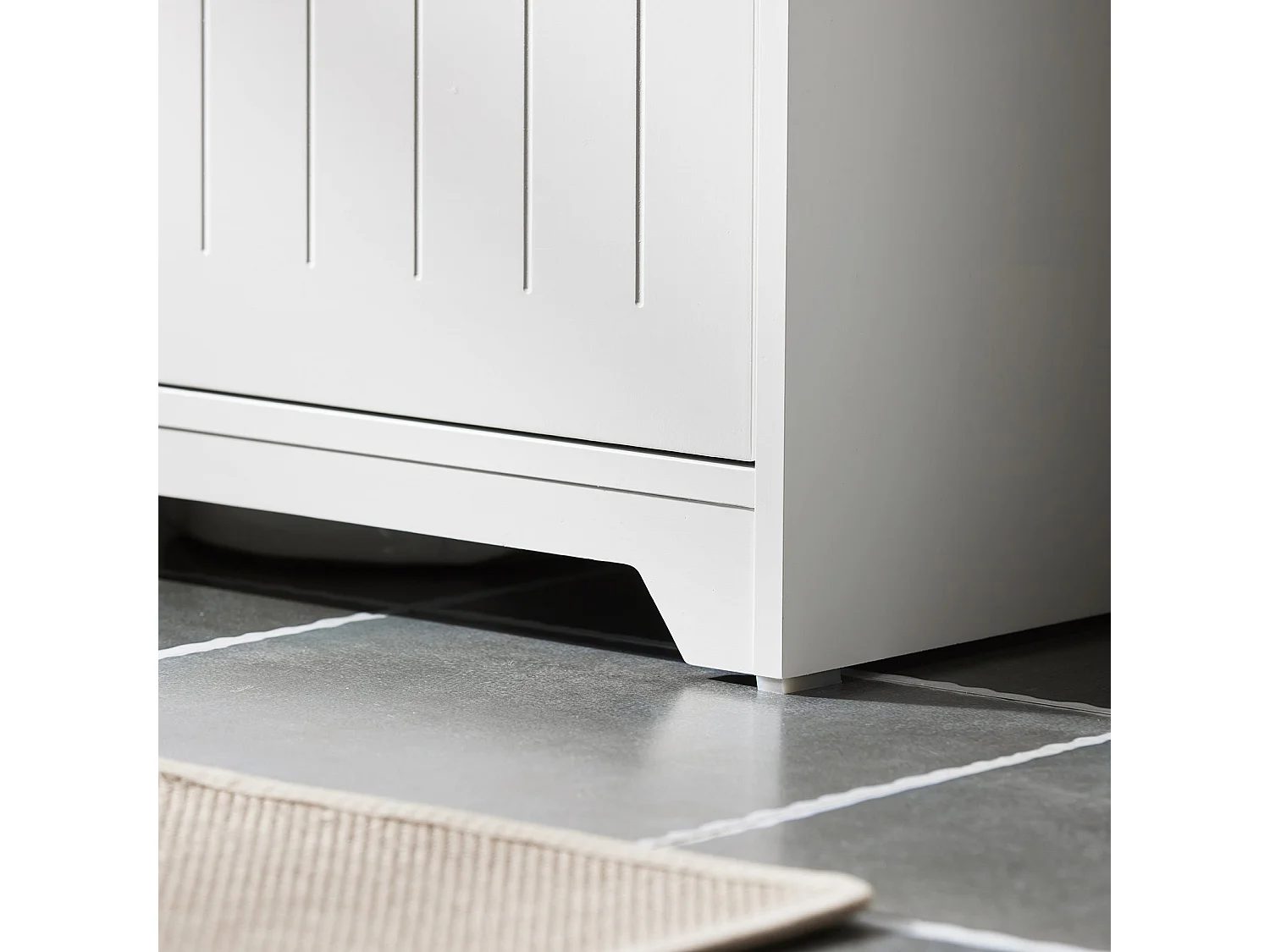 SoBuy BZR132-NG Armoire de Salle de Bain, Armoire à Linge, Corbeille à Linge, Meuble Bas de Salle de Bain avec 1 Panier à Linge