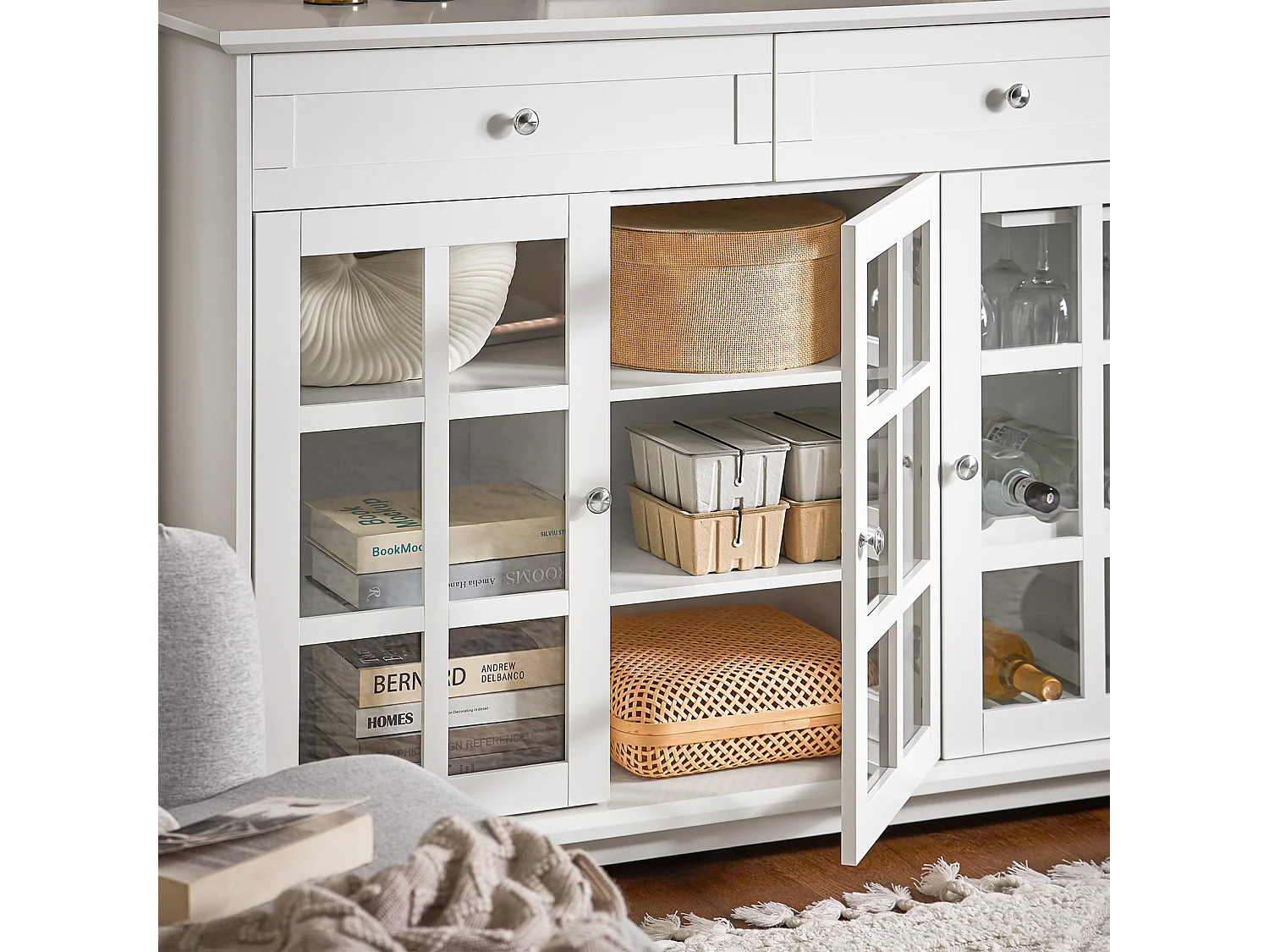 SoBuy Badkamerkolomkast, hoge kast, badkamerkolomkast opbergmeubel met 2 verstelbare planken, deuren, 2 open nissen, 31,5x 31,5 x 162,5 cm, BZR131-NG