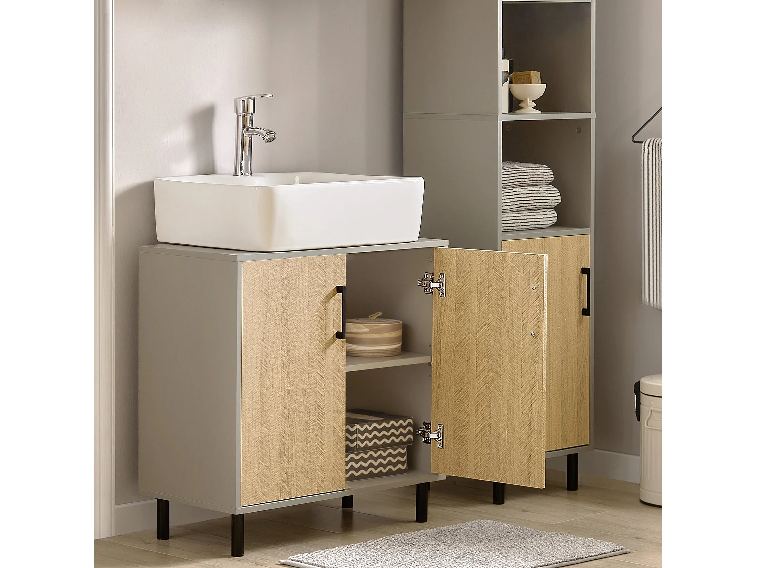 SoBuy armário de banheiro, Armário de banheiro sob a pia, Armário de lavagem BZR133-NG