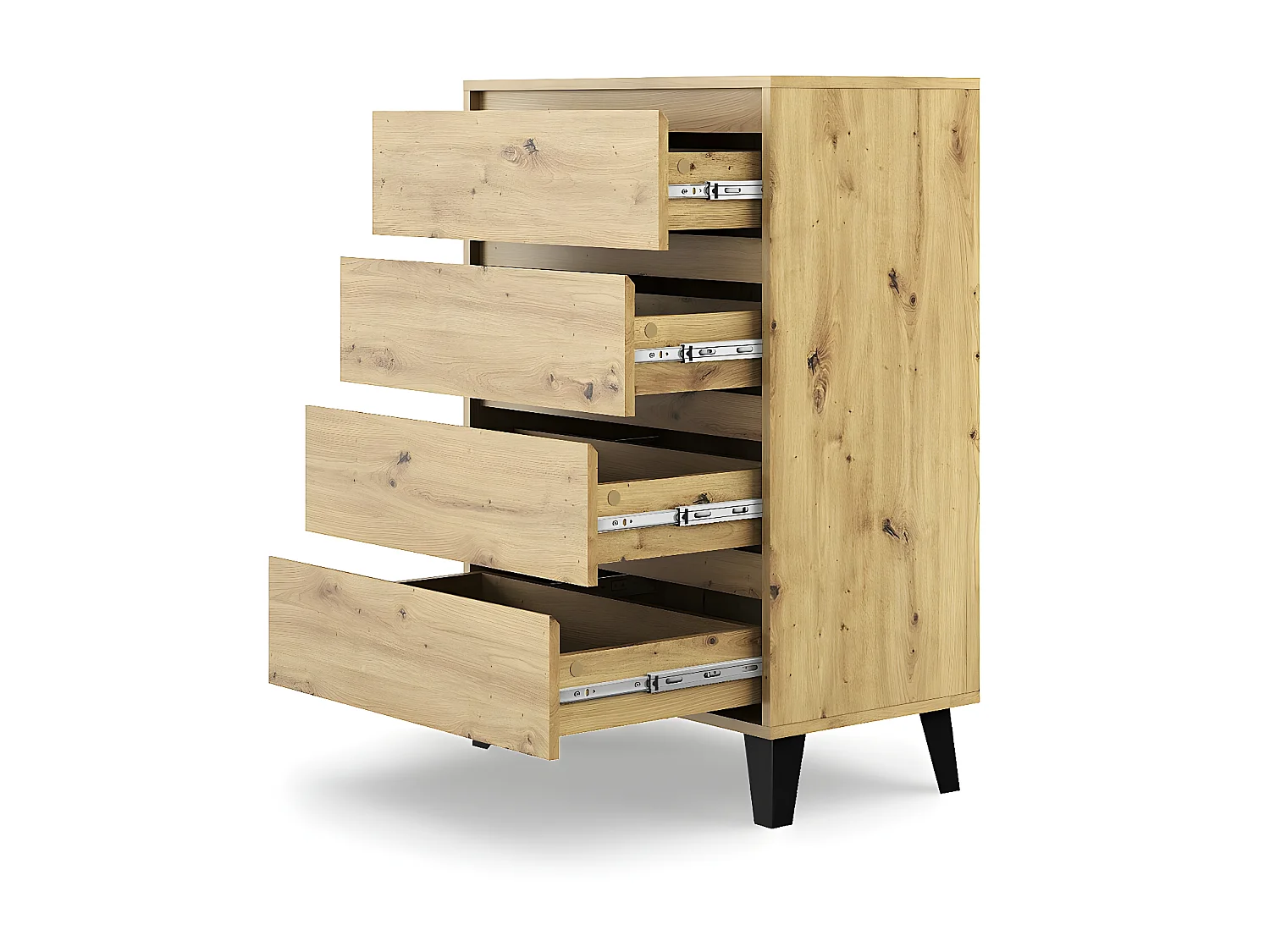 SONIA - Nachttisch im skandinavischen Stil - Abmessungen 40x39x45.5 cm - 1 Regal + 1 Schublade - Eiche