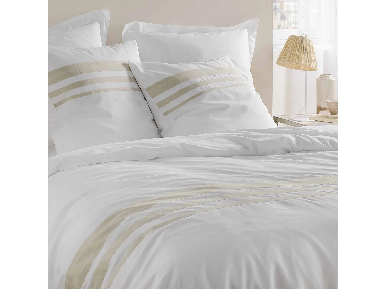 Juego de cama de algodón con acabado de lino 240 x 220 cm