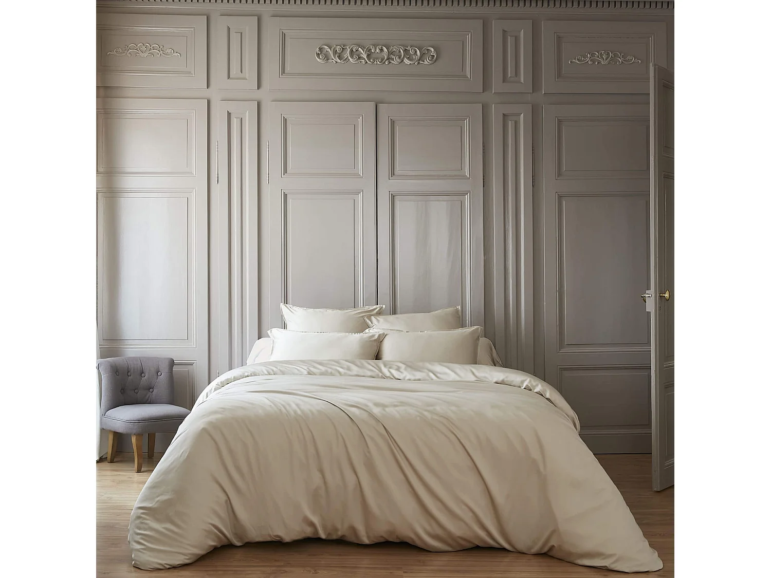 Parure de lit en bambou uni 240x220 naturel