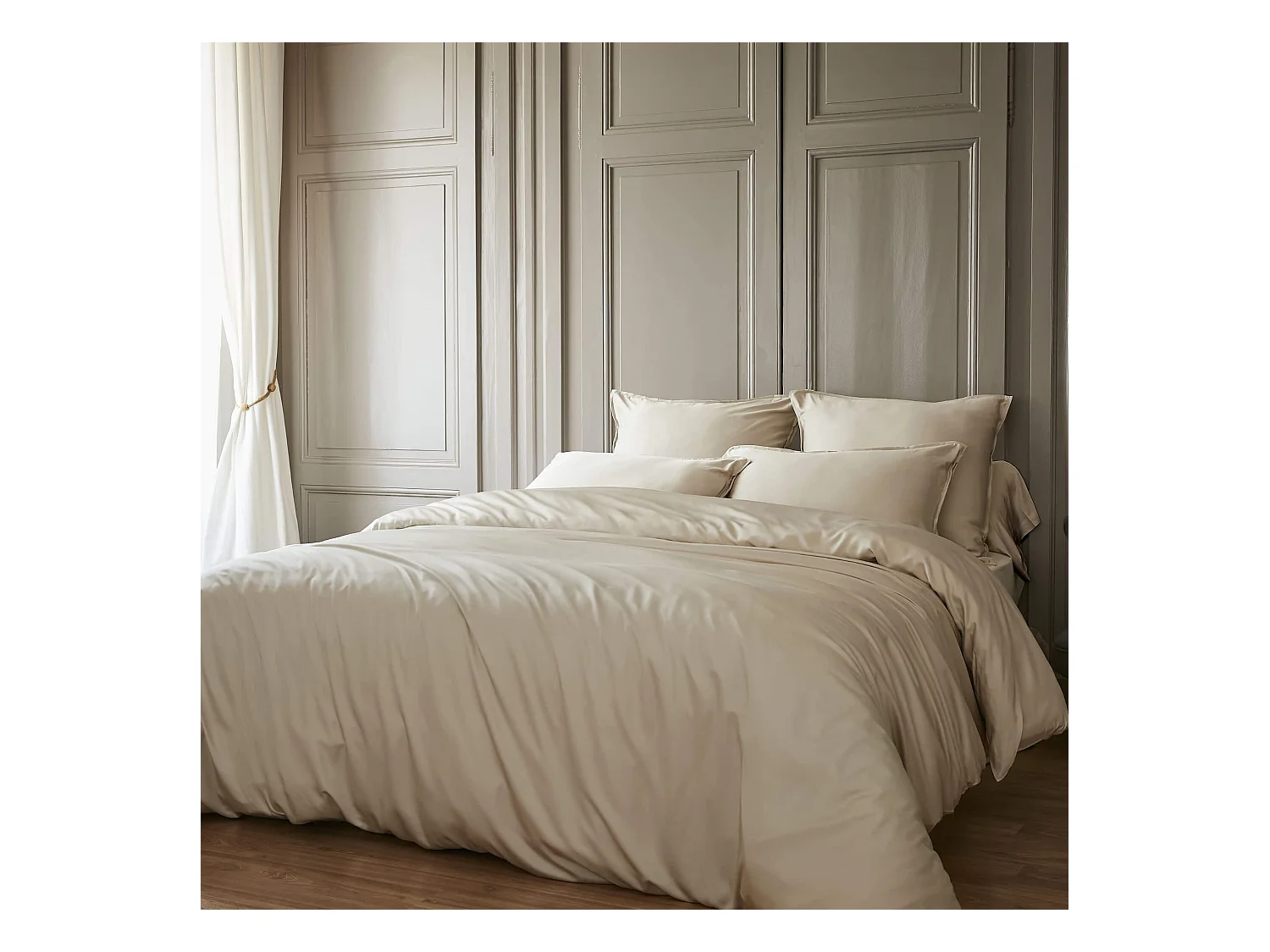 Parure de lit en bambou uni 240x220 naturel