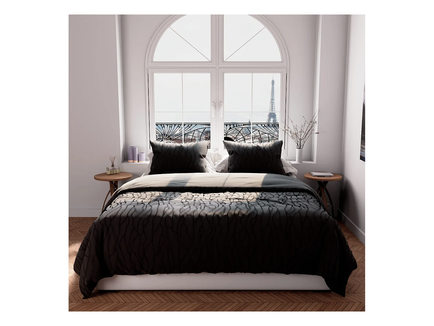 Parure de lit motif tufté 240x220 Anthracite