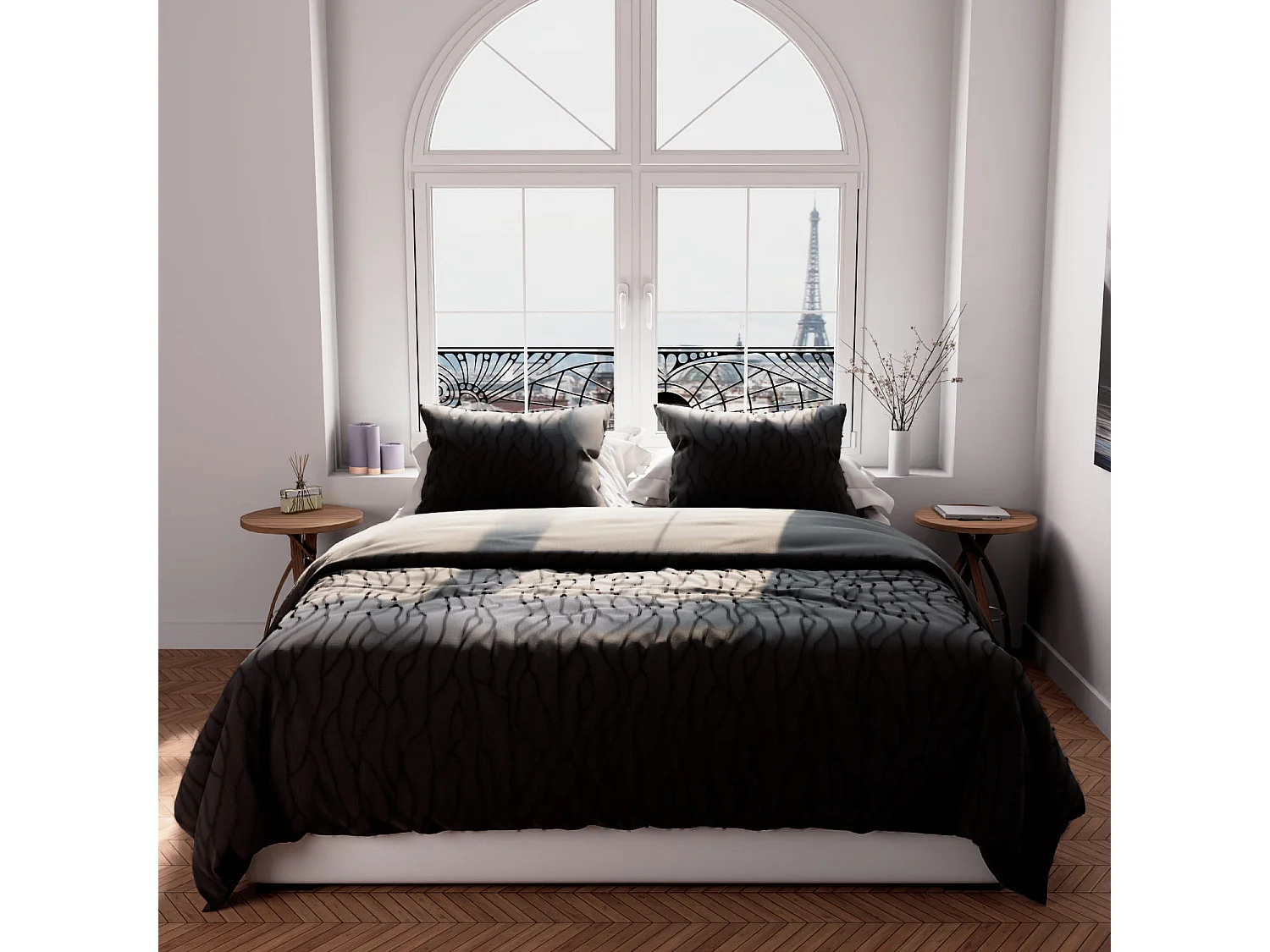 Parure de lit motif tufté 240x220 Anthracite