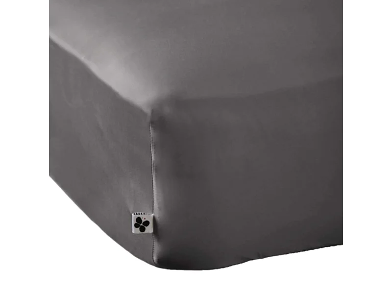 Drap housse bonnet 30 cm en bambou uni anthracite 140x190 cm