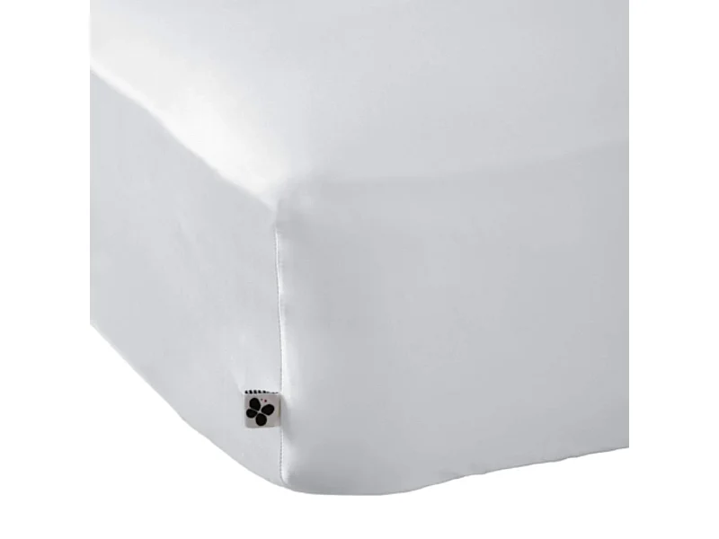 Drap housse bonnet 30 cm en bambou uni blanc 140x190 cm