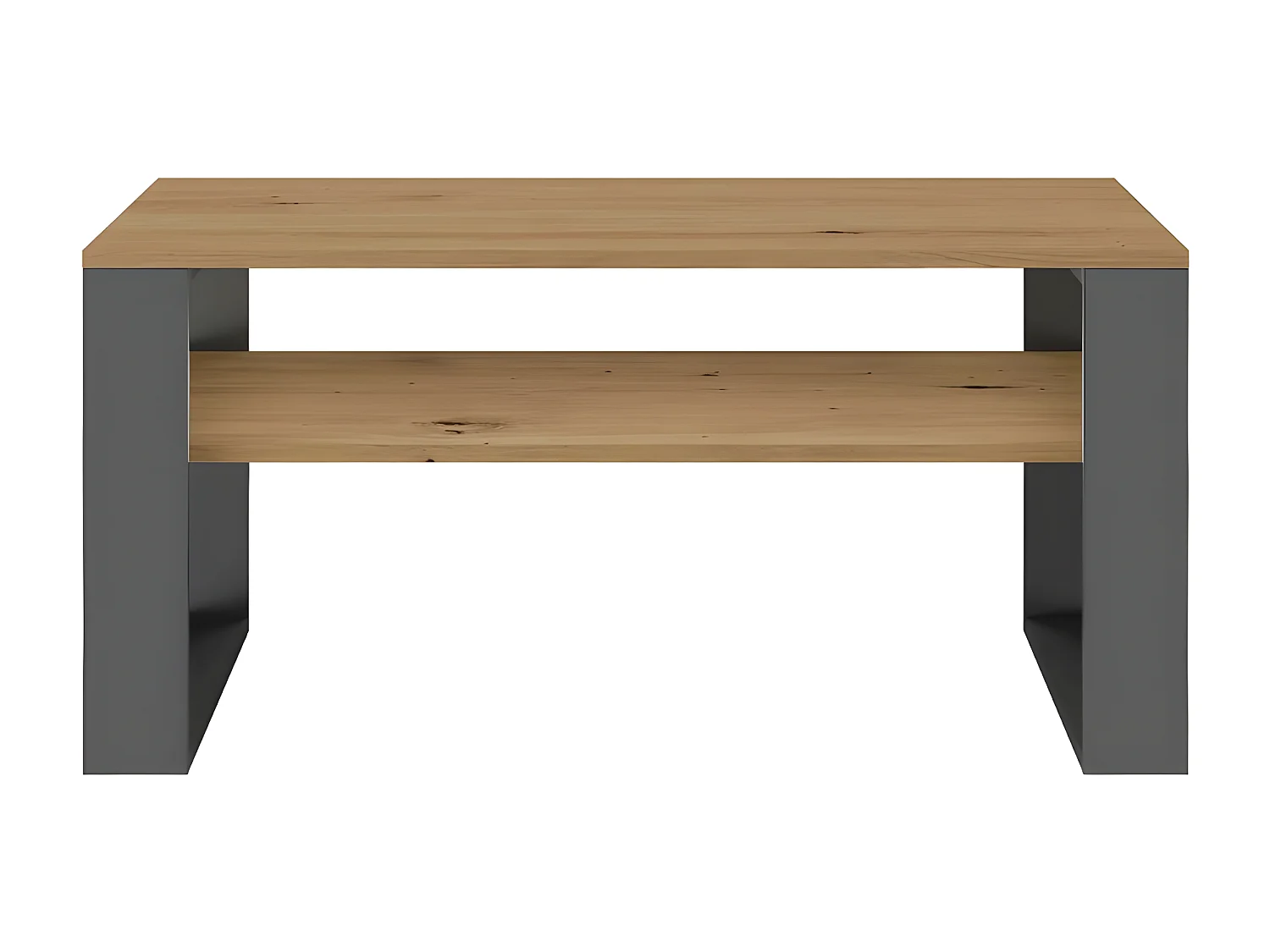 ASISA - Mesa de centro rectangular estilo loft - Dimensiones 90x58x50 cm - Mesa de centro con estante