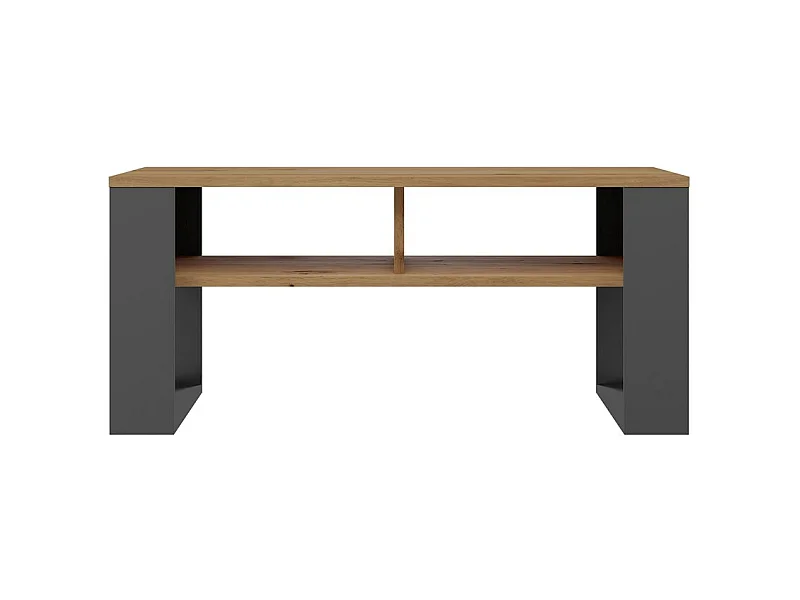 AUREA - Rechteckiger Couchtisch im Loftstil - Abmessungen 90x58x50 cm - Couchtisch mit 2 Regalen