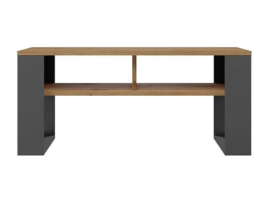 AUREA - Mesa de centro rectangular estilo loft - Dimensiones 90x58x50 cm - Mesa de centro con 2 estantes