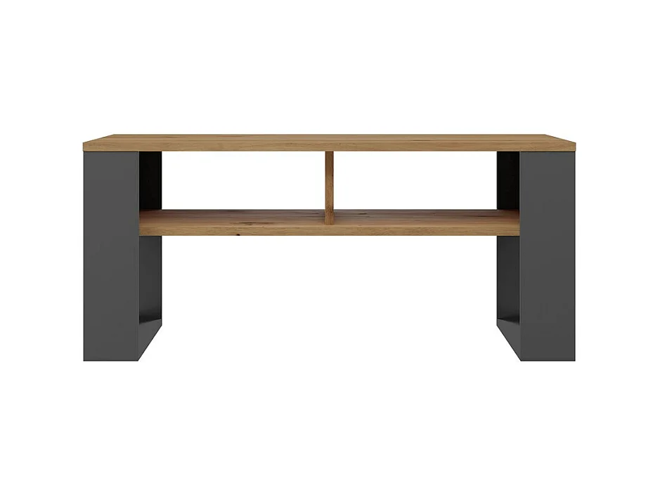 AUREA - Table basse rectangulaire style loft - Dimensions 90x58x50 cm - Table basse avec 2 étagères