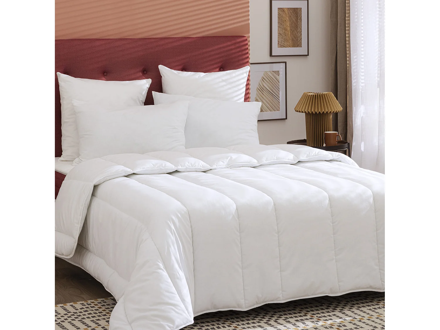 Pack couette hiver 550g 140x200 et 1 oreiller éco naturel moelleux 60x60