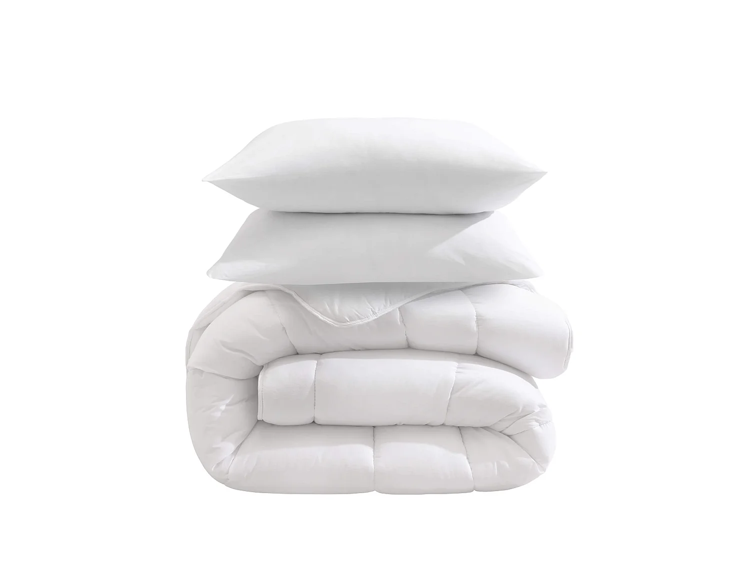 Pack couette hiver 550g 240x260 et 2 oreillers éco naturel moelleux 60x60