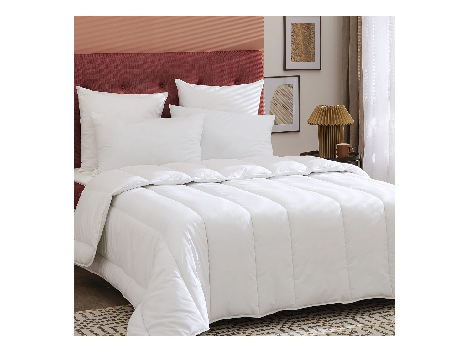 Pack couette hiver 550g 240x260 et 2 oreillers éco naturel moelleux 60x60