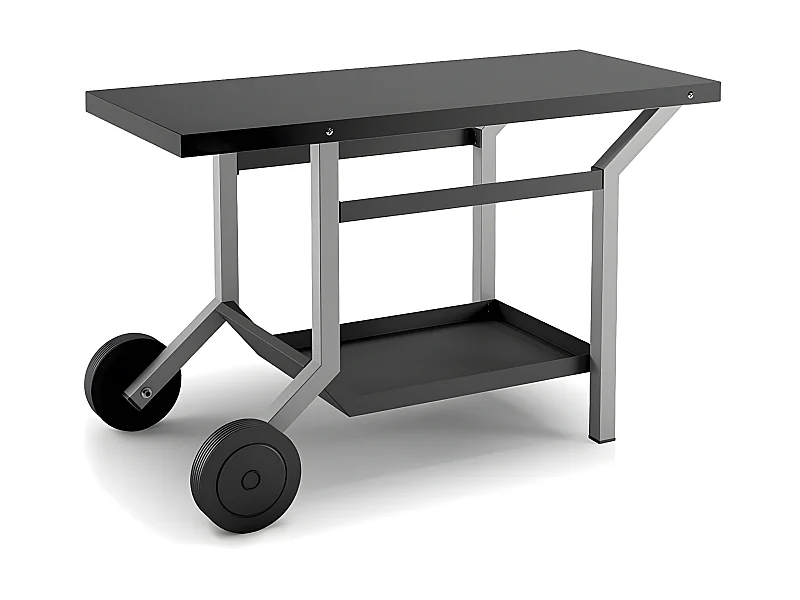 Table pour plancha roulante acier noir et gris clair - FORGE ADOUR