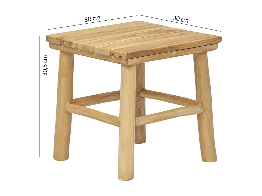 Mini tabouret / Chevet carré en bois de teck naturel - JUDSON