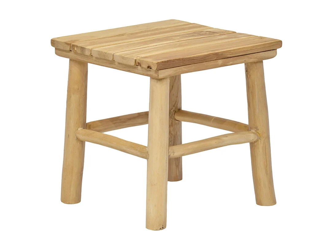 Table d'appoint / Chevet carré H.30 cm en bois de teck naturel - JUDSON