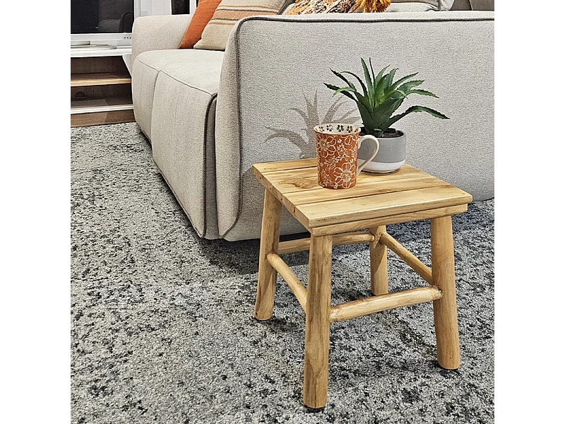 Table d'appoint / Chevet carré H.30 cm en bois de teck naturel - JUDSON