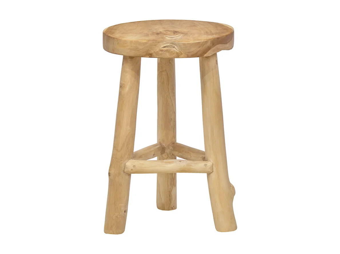Tabouret / Table d'appoint D. 30 cm en bois de teck naturel - TOBY