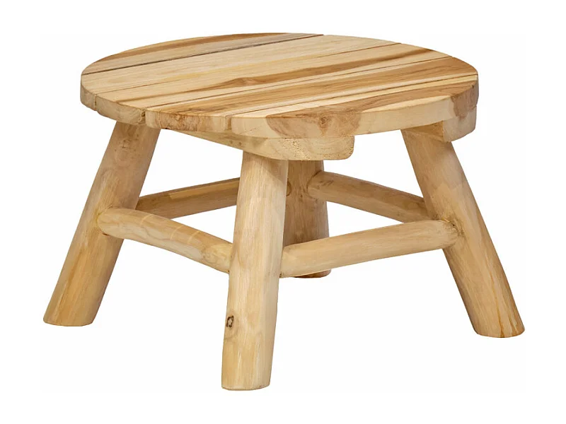 Mini tabouret / Porte plante D.30 en bois de teck naturel - OLIVIA