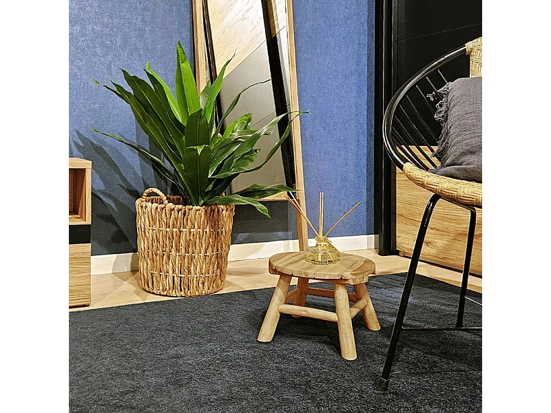 Mini tabouret / Porte plante D.30 en bois de teck naturel - OLIVIA