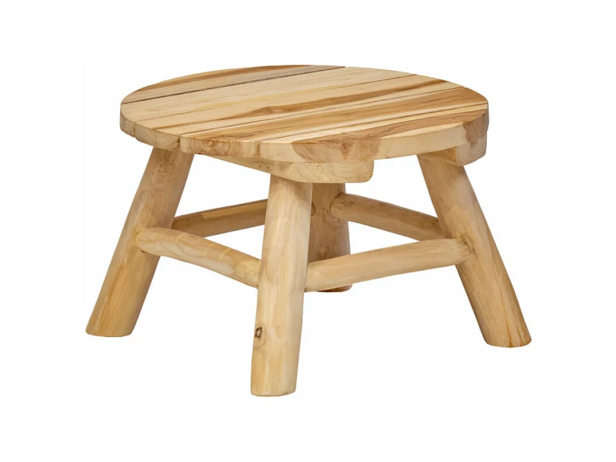 Mini tabouret / Porte plante D.30 en bois de teck naturel - OLIVIA